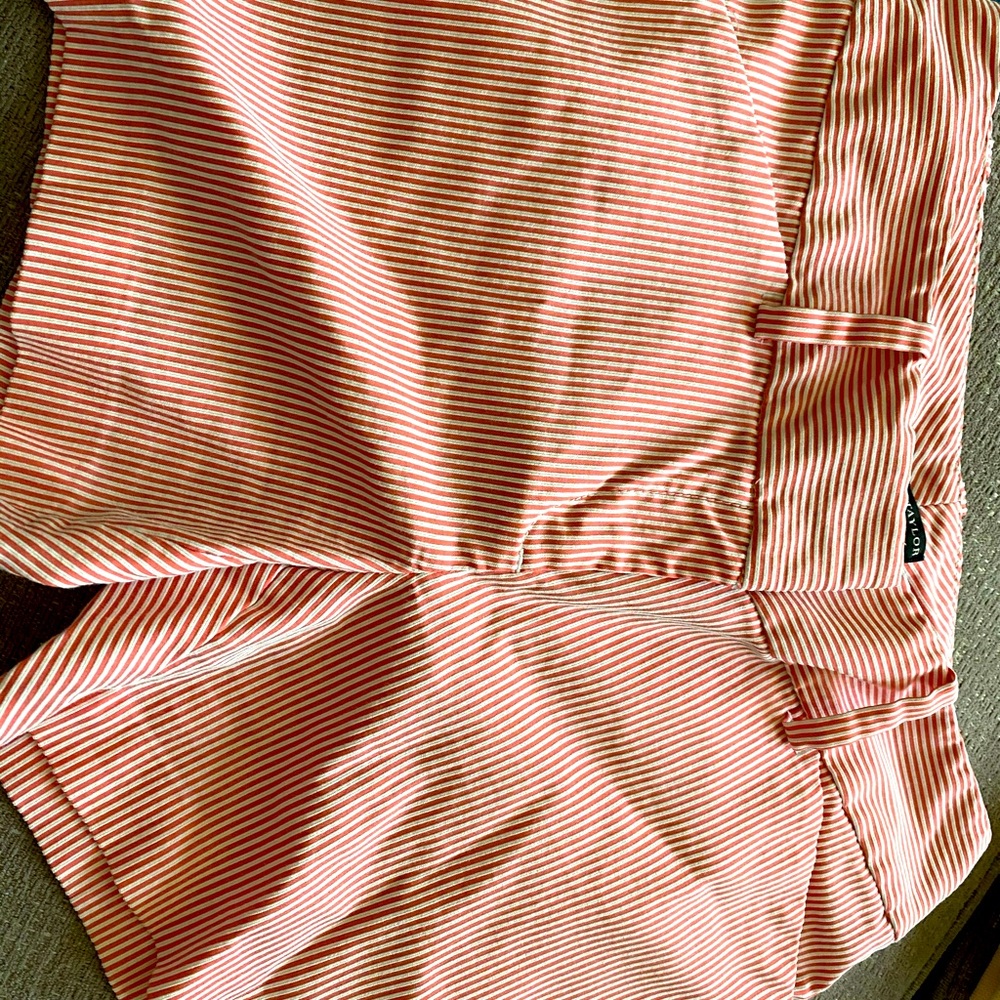 Ann Taylor salmon and white stripe short